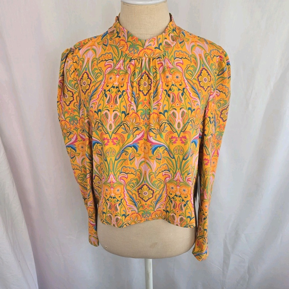 Coolibar Womens Toscana Puff Long Sleeve Swim Top Size XL Rashguard Paisley New‎